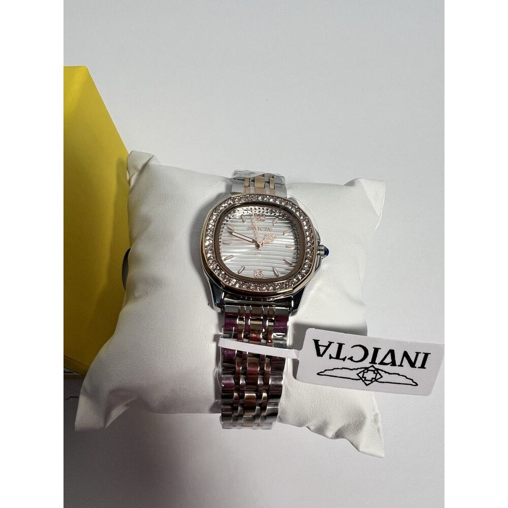 New Invicta Two-Tone Crystal Bezel Women’s Watch – Silver & Rose Gold Elegance